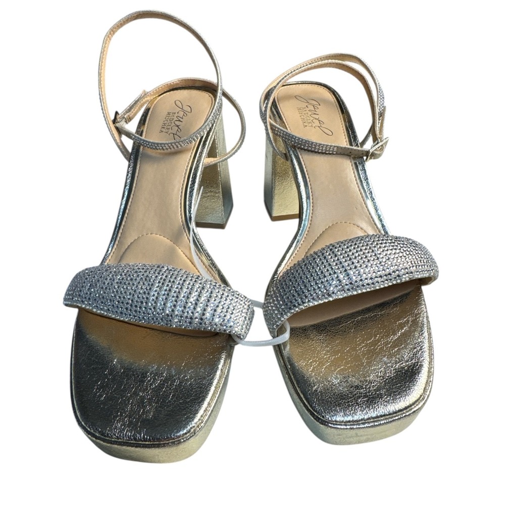 Badgley Mischka Teddi Platform Block Heel Shoes Women Size 9 Preowned 4" Heel‎